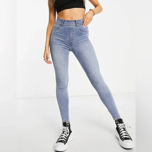 Spanx Ankle Skinny Pull On Jeans In Light Vintage Wash - Size Small Petite - New - Picture 10 of 12